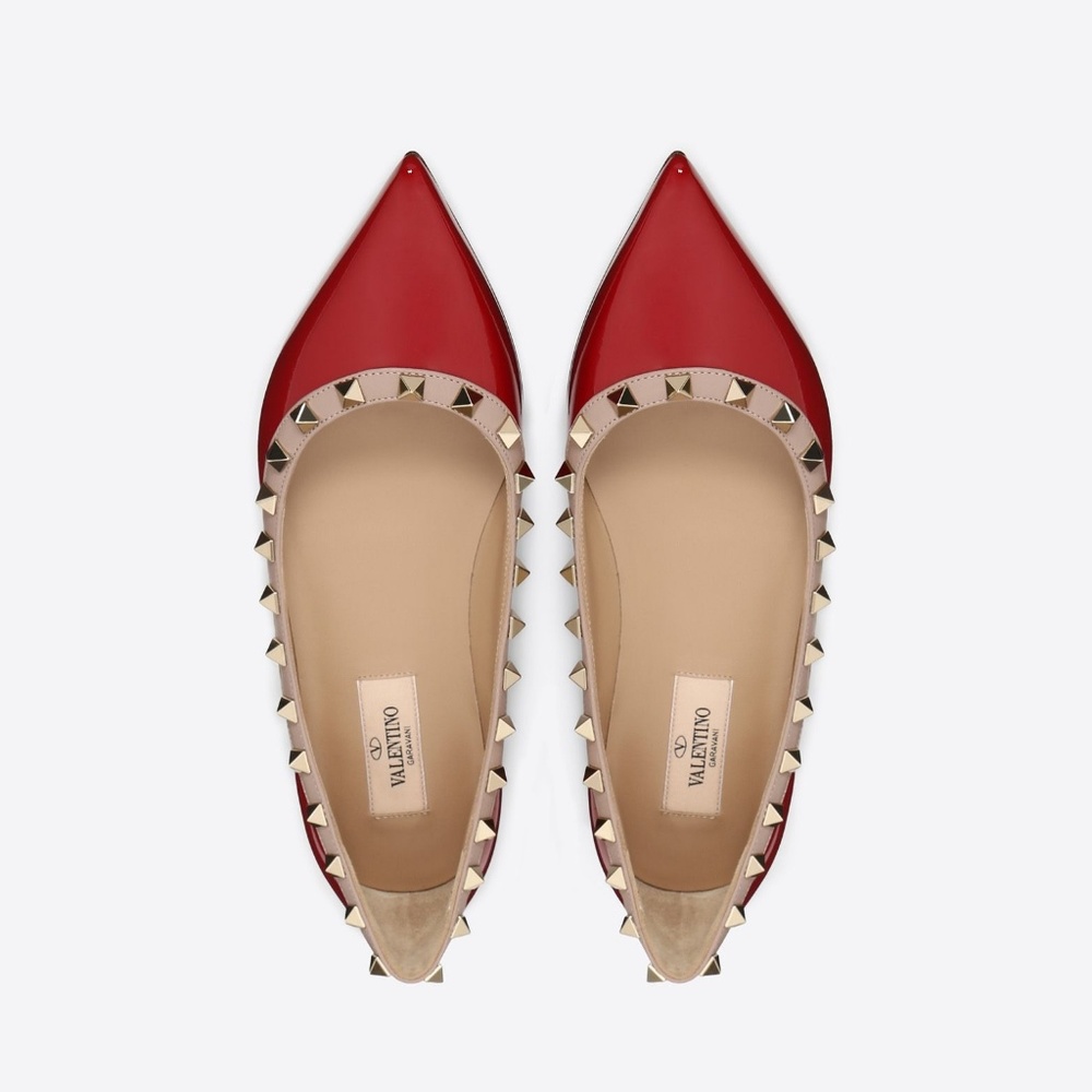 Valentino Garavani Ballet Flat red gold Spiked